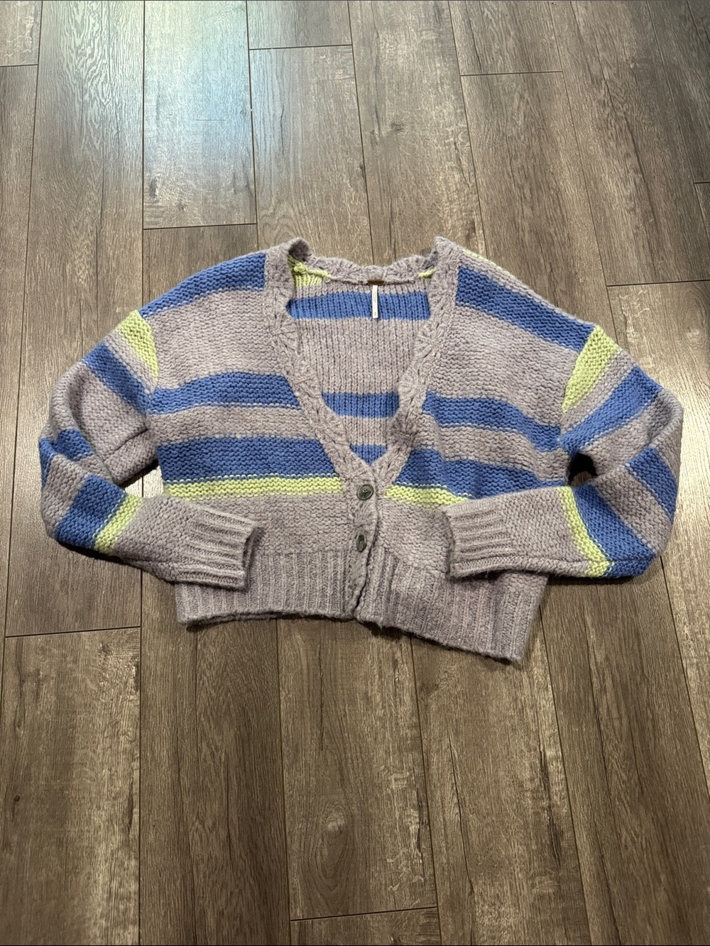 Free People Fine Time Stripe Cardigan-Neptune S - Picture 3 of 7